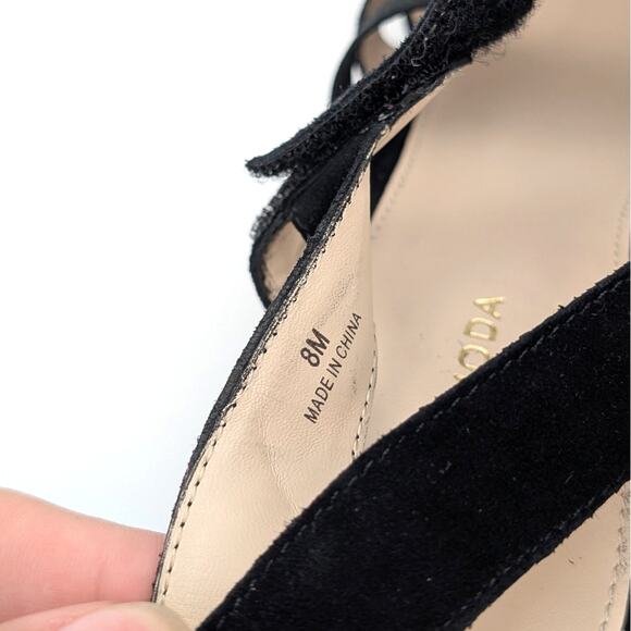 Pelle Moda Kym Platform Wedge Heel Sandal Open Toe Women's Black Size US8M EU39 - Picture 9 of 12